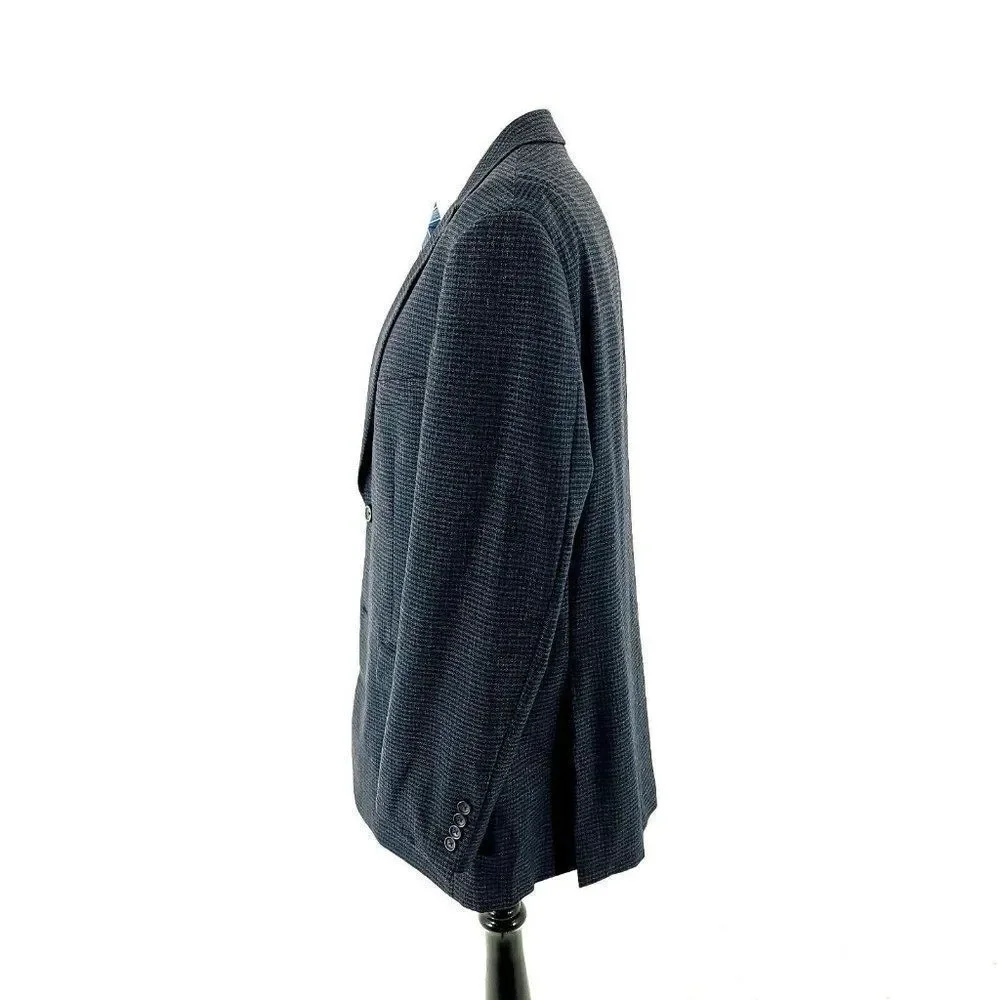 Pronto Uomo Platinum Wool 2 Button Sport Coat 42R Blue Check Tagged 44L See Desc
